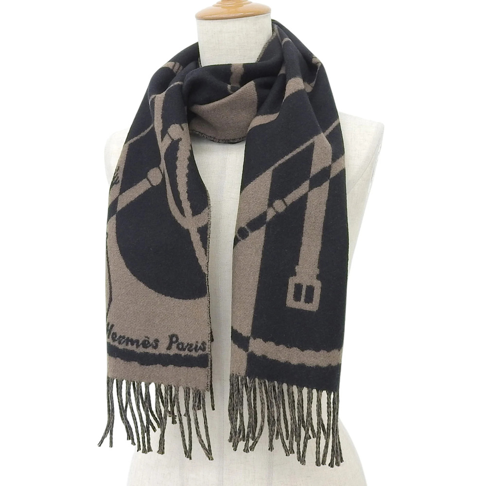 HERMES Authentic Black Scarf - Picture 2 of 8